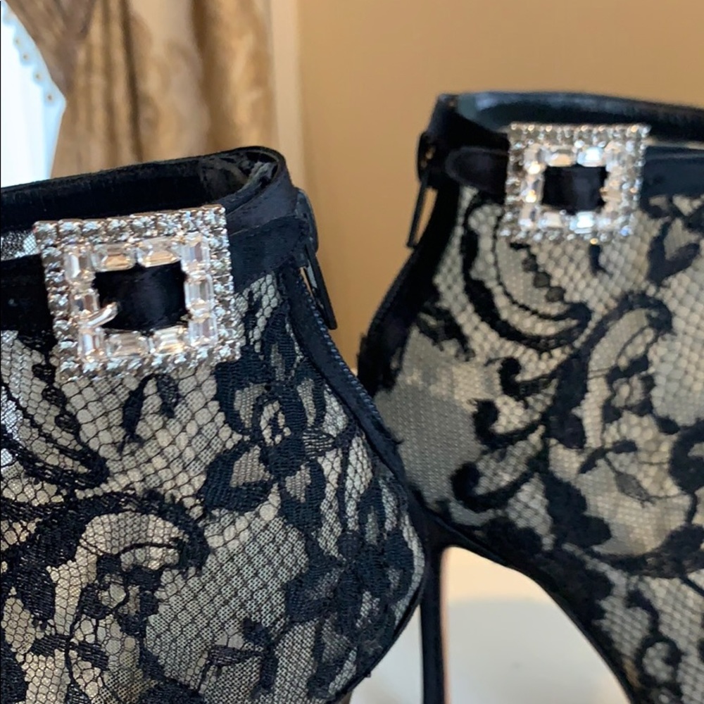 MANOLO BLAHNIK BLACK Rhinestone Booties S36 - Picture 11 of 16